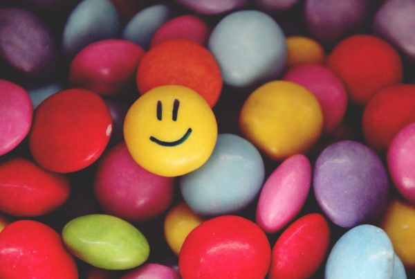 Smiley face drawn on candy